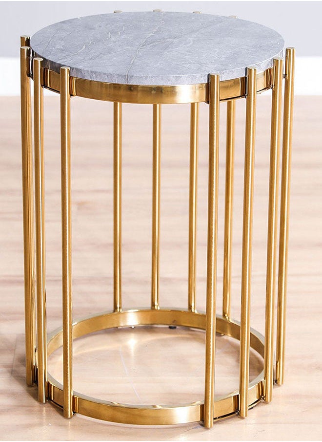 DANUBE HOME Armadillo End Table Multifunctional Living Room Table Space Saving Side Table Modern Design Furniture For Home 43x43x60 cm Grey/Gold  - Image 3