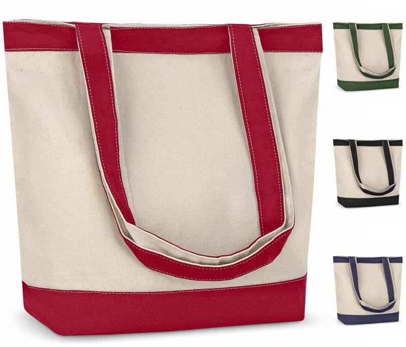 CUSTOMIZE123 Canvas Tote Bag with Handles for Woman, Reusable Cloth Bag for Groceries and Shopping - Blank Cotton Tote Bag, Suitable for DIY Projects – HEAVY DUTY – 16" X 14.5" With 4” Gusset, Red - Image 1