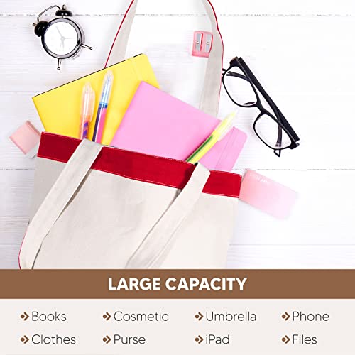 CUSTOMIZE123 Canvas Tote Bag with Handles for Woman, Reusable Cloth Bag for Groceries and Shopping - Blank Cotton Tote Bag, Suitable for DIY Projects – HEAVY DUTY – 16" X 14.5" With 4” Gusset, Red - Image 3