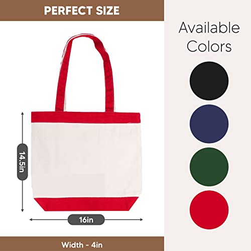 CUSTOMIZE123 Canvas Tote Bag with Handles for Woman, Reusable Cloth Bag for Groceries and Shopping - Blank Cotton Tote Bag, Suitable for DIY Projects – HEAVY DUTY – 16" X 14.5" With 4” Gusset, Red - Image 2