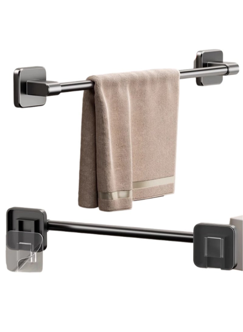 حامل مناشف جداري بطول 70 سم، حامل مناشف، رف مناشف ذاتي اللصق مقاوم للصدأ، ملحقات تخزين معلقة للمناشف وقطع القماش، رف لشباشب الحمام، حامل تجفيف، مناسب للحمامات والمطابخ - Image 1