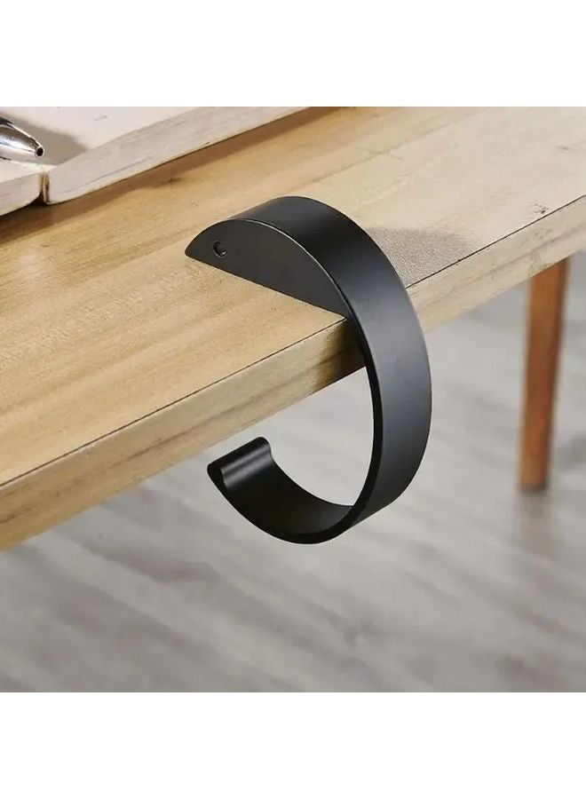 Black Student Table Side Bag Hanger Portable Metal Hook Rack Office Desk Accessory - Image 1