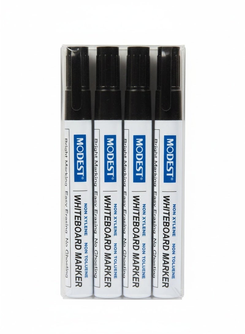 MODEST White Board Marker – Black Ink, Smooth Writing, Quick Dry (Pack of 4) - Image 1