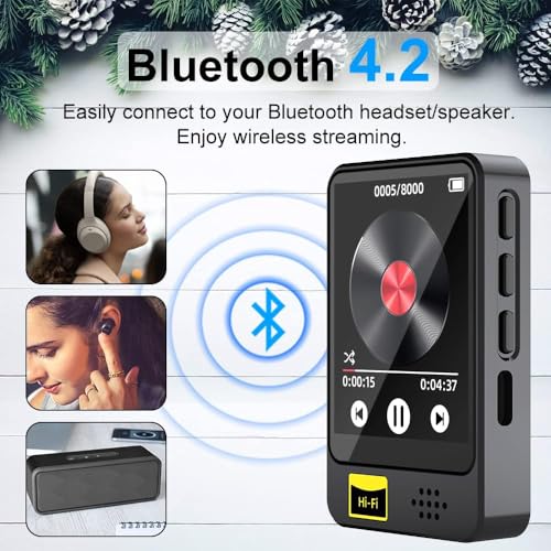 Cason 32GB Mini MP3 Music Player with Bluetooth,Touch Screen, Video Playback – Pocket-Sized MP3 Player for Voice Recording,Fm Radio & Music on The Go-Expanded Up to 128GB (Black) - Image 2