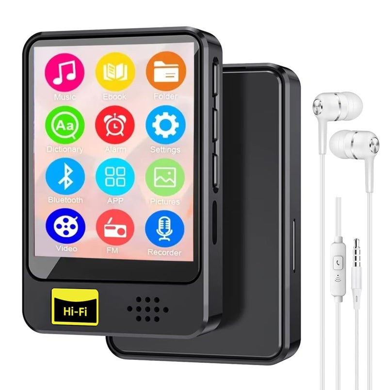 Cason 32GB Mini MP3 Music Player with Bluetooth,Touch Screen, Video Playback – Pocket-Sized MP3 Player for Voice Recording,Fm Radio & Music on The Go-Expanded Up to 128GB (Black) - Image 1