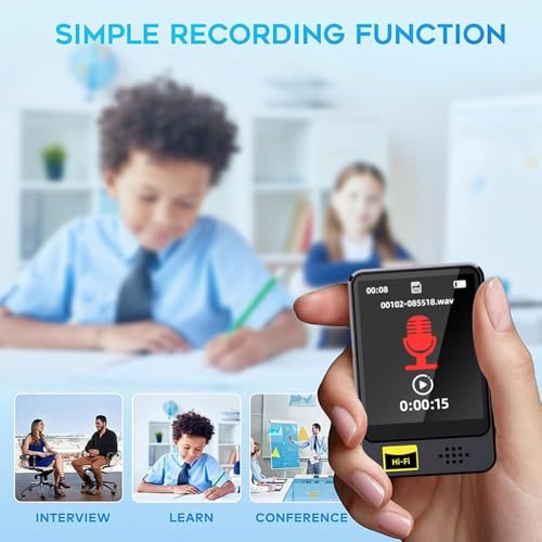Cason 32GB Mini MP3 Music Player with Bluetooth,Touch Screen, Video Playback – Pocket-Sized MP3 Player for Voice Recording,Fm Radio & Music on The Go-Expanded Up to 128GB (Black) - Image 4