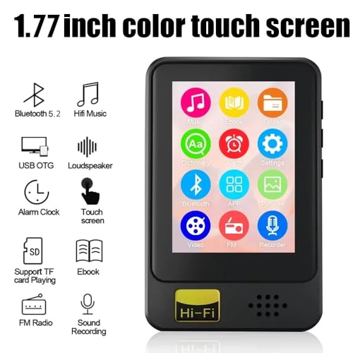 Cason 32GB Mini MP3 Music Player with Bluetooth,Touch Screen, Video Playback – Pocket-Sized MP3 Player for Voice Recording,Fm Radio & Music on The Go-Expanded Up to 128GB (Black) - Image 3