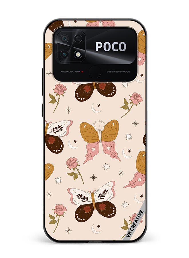 VR CREATIVE Protective Case Cover For Xiaomi Poco C40 Boho Magical Flowers And Butterfly Design Multicolour - Image 1