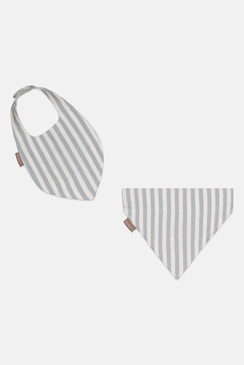 DEMDACO Toddlers Boy Embroidered Bib And Bandana Set, Off White - Image 2