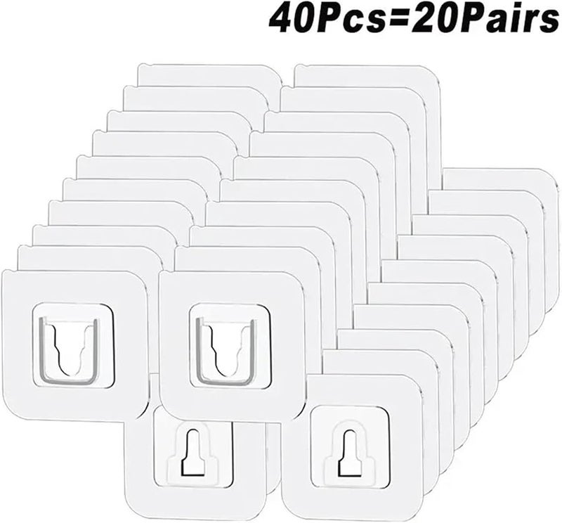 Double Sided Adhesive Wall Hooks 40pcs 20 Pairs For Bathroom Kitchen Household Organizer - Image 3