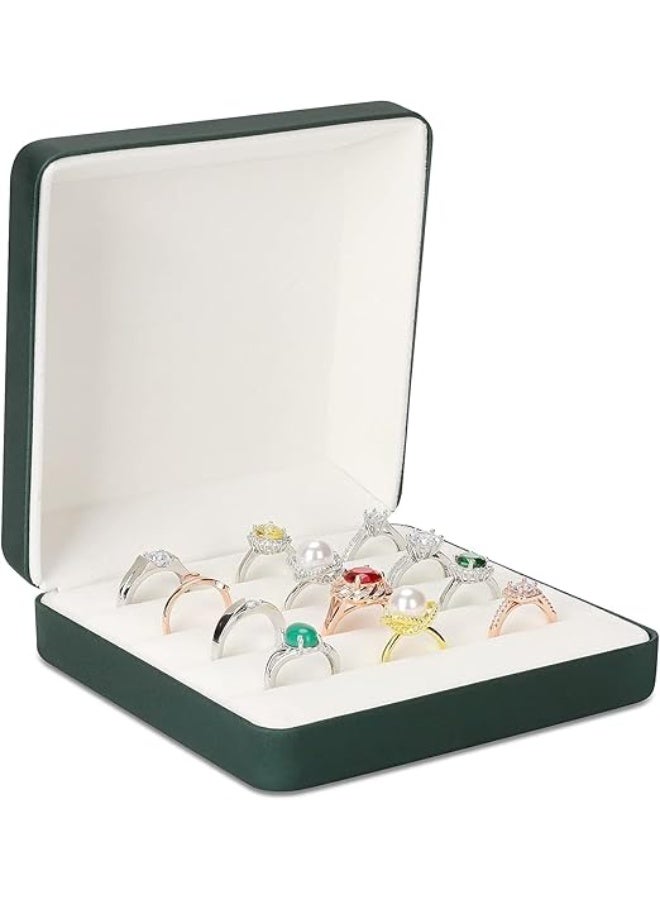 Ring Storage, Small Ring Organizer Boxes for Multiple Rings, Travel Ring Holder Case Box, Portable Small Ring Tray Jewelry Organizer Box Fit for Women Girl for Travel (Green) - Image 1