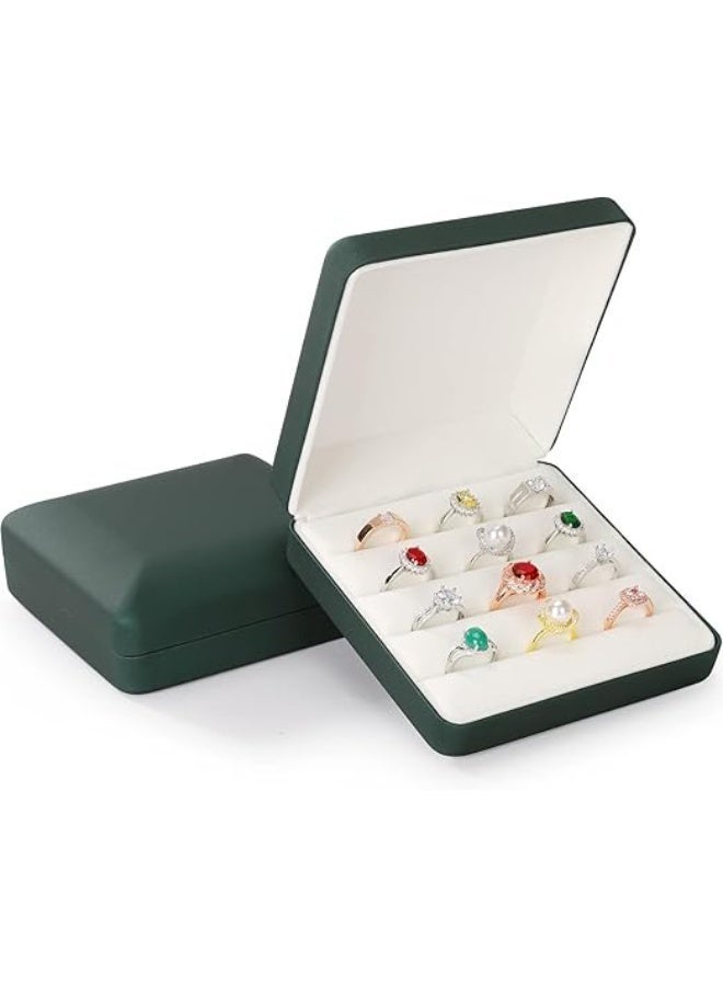 Ring Storage, Small Ring Organizer Boxes for Multiple Rings, Travel Ring Holder Case Box, Portable Small Ring Tray Jewelry Organizer Box Fit for Women Girl for Travel (Green) - Image 3