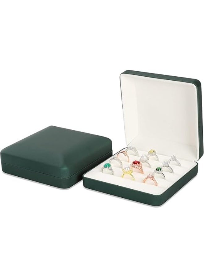 Ring Storage, Small Ring Organizer Boxes for Multiple Rings, Travel Ring Holder Case Box, Portable Small Ring Tray Jewelry Organizer Box Fit for Women Girl for Travel (Green) - Image 4