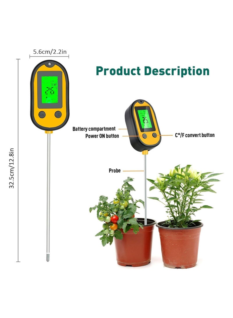 SOLARAE Soil Ph Tester, Soil Moisture Meter, 5-in-1 Soil Test Kit, Plant Moisture Meter for Soil Moisture/pH/Light/Temperature for Lawn Care Flower, Garden, Potted Plants, Soil Tester for Garden Lawn Farm - Image 3