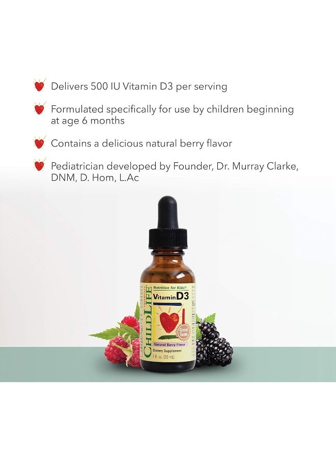 CHILDLIFE Vitamin D3, Berry Flavor Glass Bottle, 1Oz  - Image 3