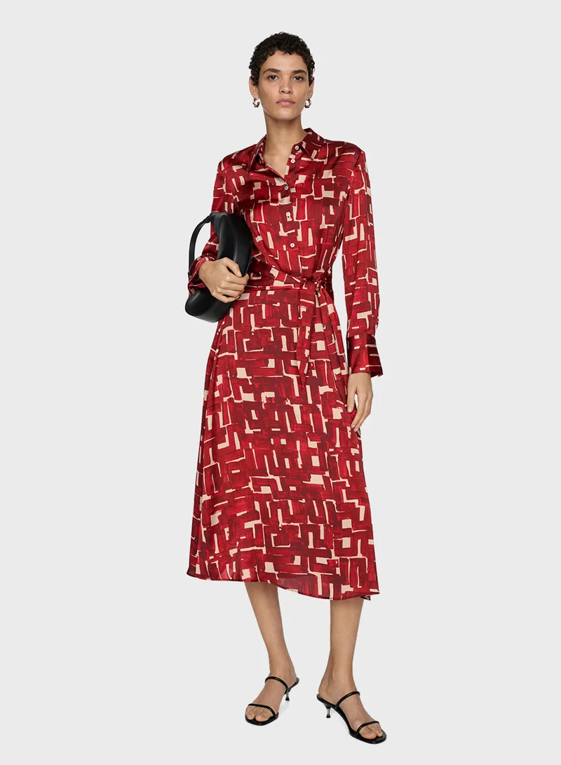 MANGO Geometric Midi Dress