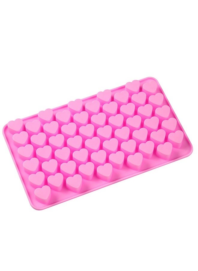 yongsheng 55 Cavity Silicone Mini Heart Shape Mould Tray Pink 18x11cm，Silicone Mini Heart 55-Cavity Molds for Baking, Heart Shape Ice Cube Candy Chocolate Mold, Valentine Candy Molds  - Image 2