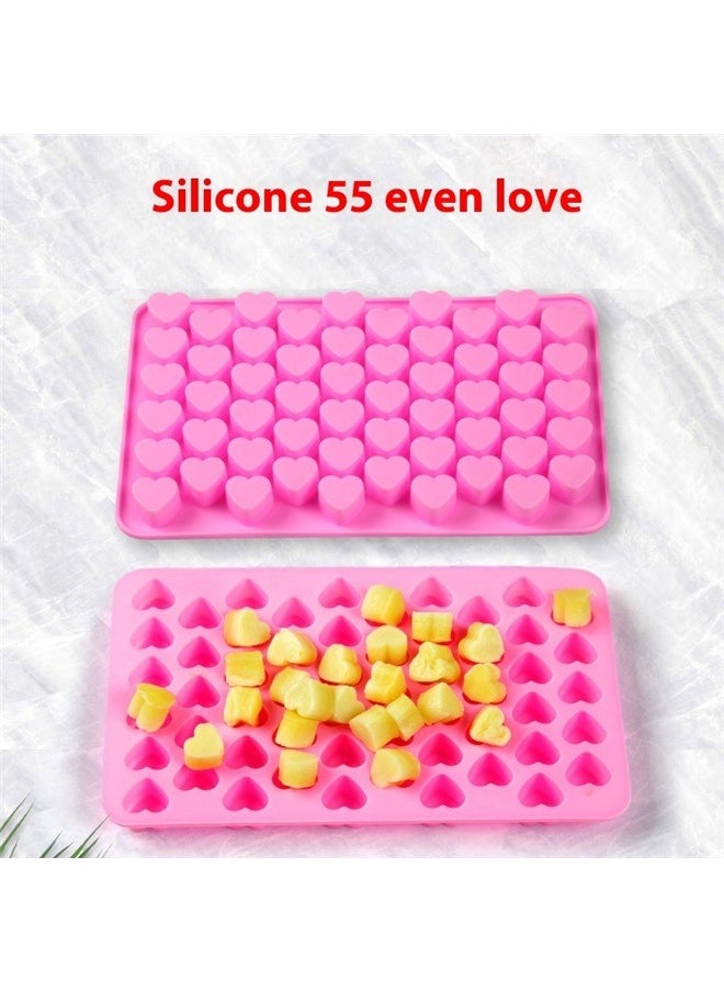 yongsheng 55 Cavity Silicone Mini Heart Shape Mould Tray Pink 18x11cm，Silicone Mini Heart 55-Cavity Molds for Baking, Heart Shape Ice Cube Candy Chocolate Mold, Valentine Candy Molds  - Image 4