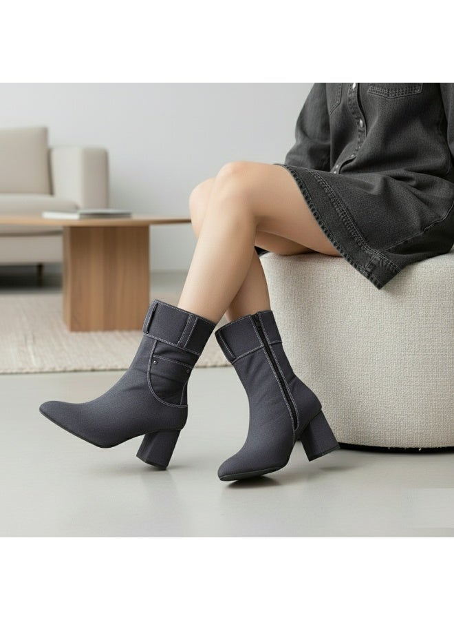 لايف ستيلاش  بون كعب قماش L-112 - اسود - Image 1