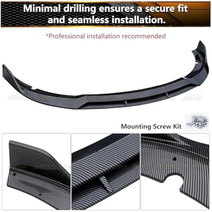 Autrix Front Bumper Lip Splitter for 2015-2024 Dodge Charger SRT RT GT Daytona Scat Pack Non-Widebody, Front Lip Spoiler Air Dam Chin Protector Rock Style Carbon Fiber Style - Image 5