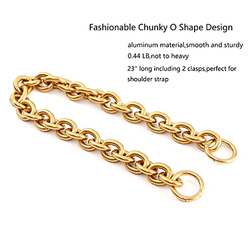 Xiazw Fashionable Heavy Aluminum O Shape Metal Purse Chains Handle Shoulder Straps Replacement for Women's Handbags,Shoulder Bag (Antique Gold) - Image 2