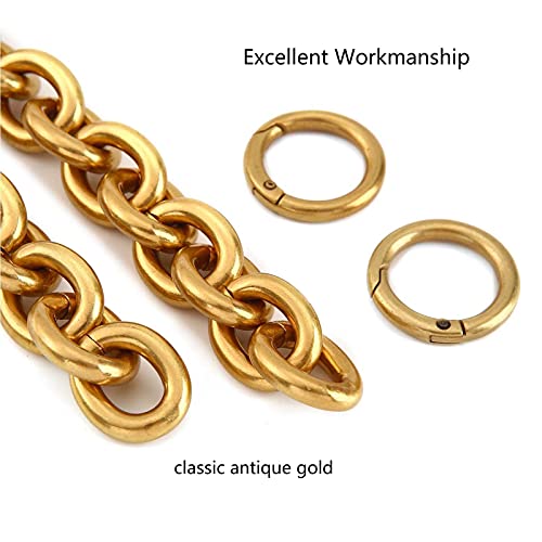Xiazw Fashionable Heavy Aluminum O Shape Metal Purse Chains Handle Shoulder Straps Replacement for Women's Handbags,Shoulder Bag (Antique Gold) - Image 3