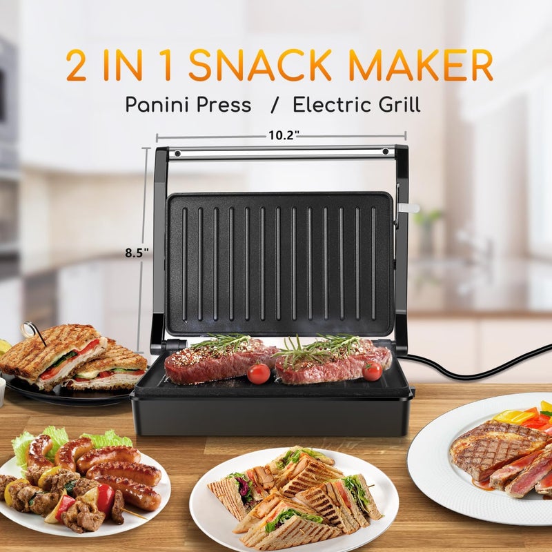 Aigostar Panini Press Sandwich Maker, 1000W Sandwich Press Grill with Non-Stick Coated Plates, Indicator Light, Locking Lid, Cool Touch Handle, Panini Maker Panini Press Grill Easy to Storage & Clean - Image 3