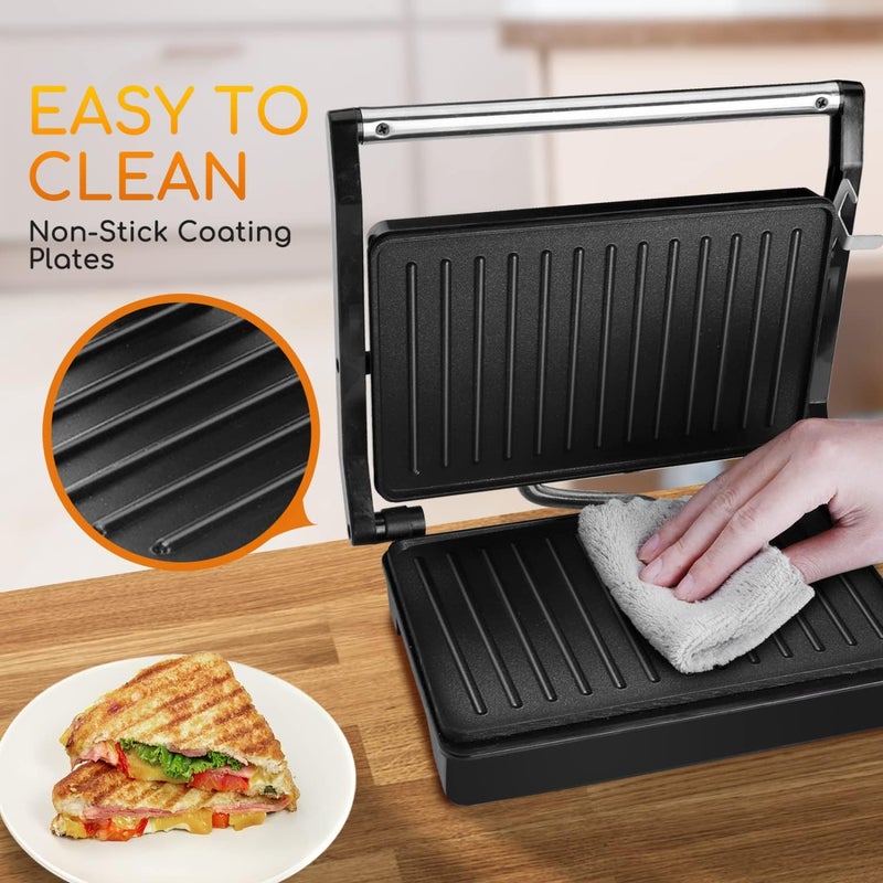 Aigostar Panini Press Sandwich Maker, 1000W Sandwich Press Grill with Non-Stick Coated Plates, Indicator Light, Locking Lid, Cool Touch Handle, Panini Maker Panini Press Grill Easy to Storage & Clean - Image 5