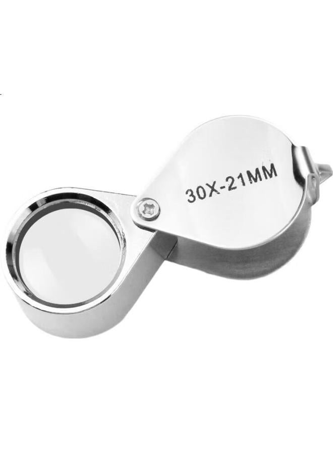 Paulone 30X Stainless Steel Folding Magnifying Glass With Glass Lens For Jewelry Coin Antique Identification Magnifier Trip30 - Image 2
