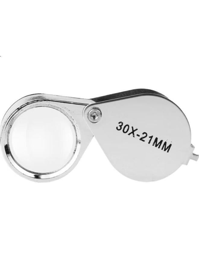 Paulone 30X Stainless Steel Folding Magnifying Glass With Glass Lens For Jewelry Coin Antique Identification Magnifier Trip30 - Image 1