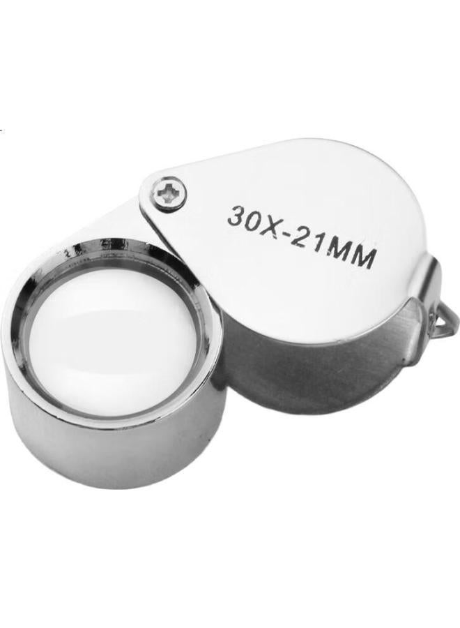 Paulone 30X Stainless Steel Folding Magnifying Glass With Glass Lens For Jewelry Coin Antique Identification Magnifier Trip30 - Image 3
