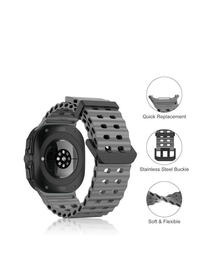 ELTRAZONE Samsung Galaxy Watch 7 Ultra Replacement Strap 47mm – Soft Silicone Adjustable Sport Wristband Compatible with Galaxy Watch 7 Ultra – Sweatproof, Lightweight, and Comfortable Bracelet Band for Daily Wear, Fitness & Outdoor Use  - Image 3