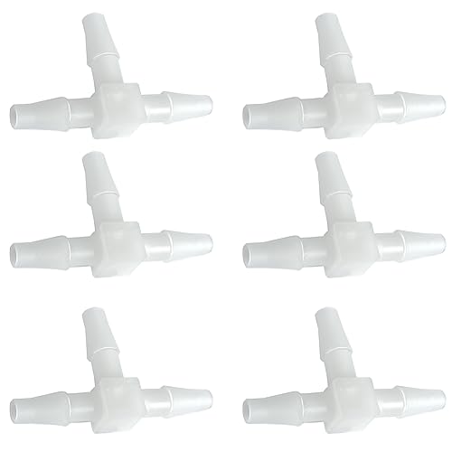 JoyTube Plastic 1/4" ID Hose Barb Fittings, Equal Barbed Tee Pipe Connectors 3 Way Joint Splicer Mender Union Adapter for Boat Aquarium, Pack of 6 - Image 1