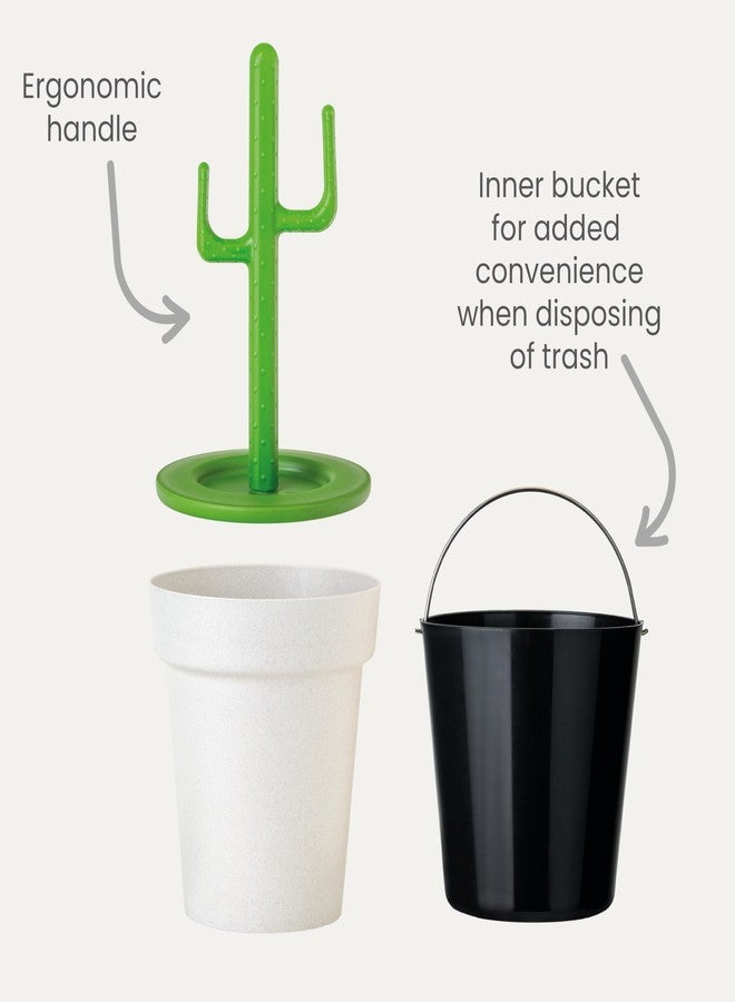 Vigar Cactus Bathroom Trash Can with Lid - Small Trash Can with Removable Inner Bin, Garbage Can for Bathroom, Bedroom, Office, Dorm Room, Countertop, 3 Liter Mini Waste Basket, Bathroom Decor - Image 4
