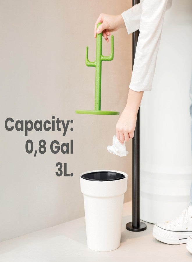 Vigar Cactus Bathroom Trash Can with Lid - Small Trash Can with Removable Inner Bin, Garbage Can for Bathroom, Bedroom, Office, Dorm Room, Countertop, 3 Liter Mini Waste Basket, Bathroom Decor - Image 5