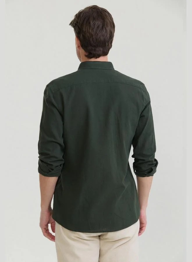 FELIX HARDY Men's Cotton Linen Blend Long Sleeve Shirt