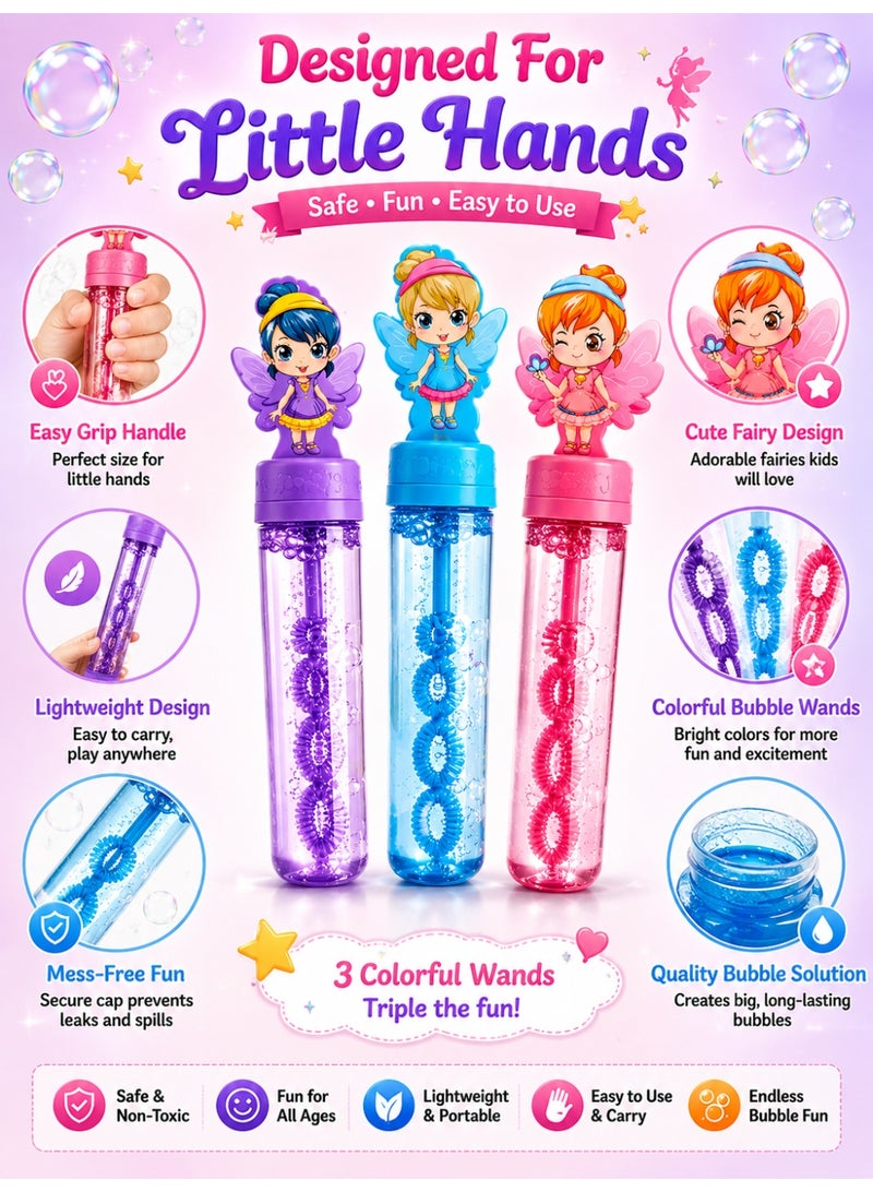 CHEEMAISTIC Fairy Bubble Wand Set for Girls 3 Pack, Colorful Bubble Toy with Cute Fairy Design, Bubble Blower Wands for Kids, Outdoor Bubble Toys, Birthday Party Favors, Return Gifts, Summer Garden Play Toy for Girls Boys - Image 4