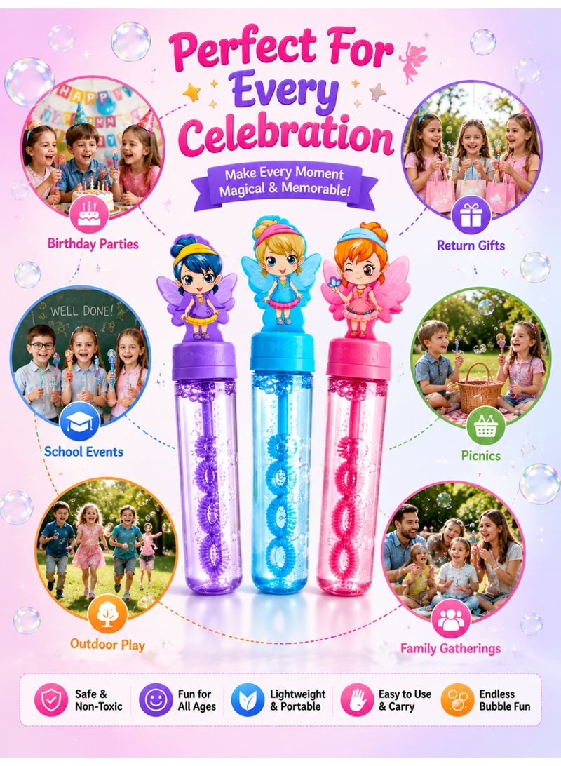 CHEEMAISTIC Fairy Bubble Wand Set for Girls 3 Pack, Colorful Bubble Toy with Cute Fairy Design, Bubble Blower Wands for Kids, Outdoor Bubble Toys, Birthday Party Favors, Return Gifts, Summer Garden Play Toy for Girls Boys - Image 3