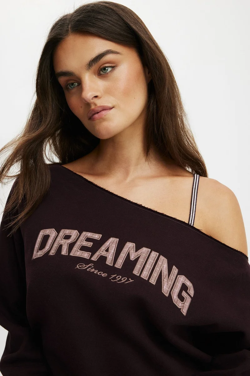 كوتون اون OFF THE SHOULDER FLEECE JUMPER