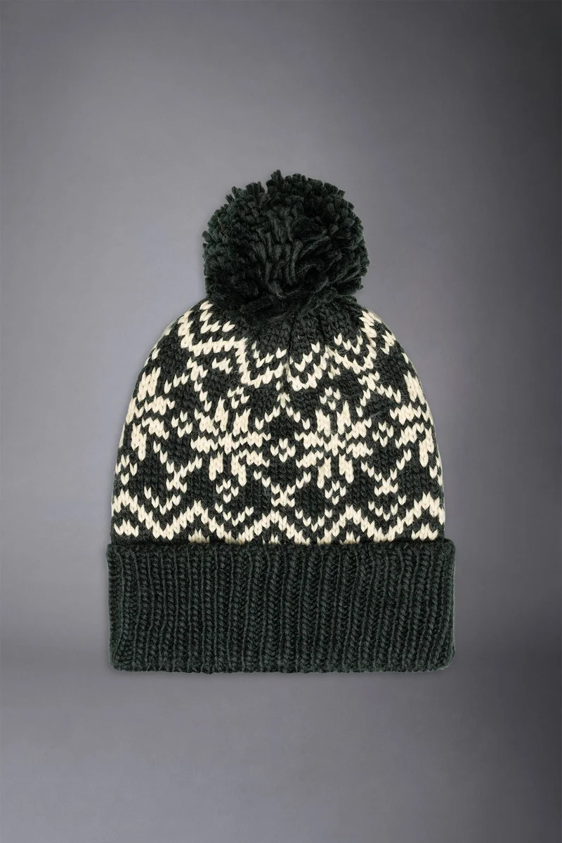 Men's cap with pompom - White Green