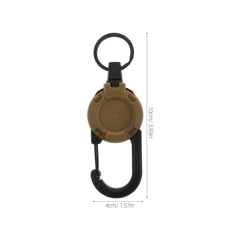 2Pcs Heavy Duty Retractable Badge Reel Keychain with Carabiner Backpack Buckle Khaki Steel Wire Lanyard Clips - Image 3