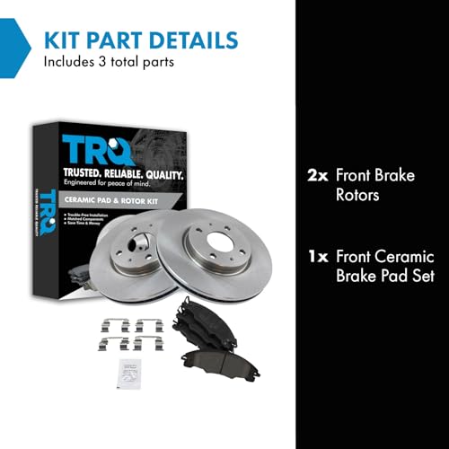 TRQ Front Brake Pad & Rotor Kit Brake Pads Brake Rotor Ceramic Compatible with 2008-2011 Ford Focus - Image 2