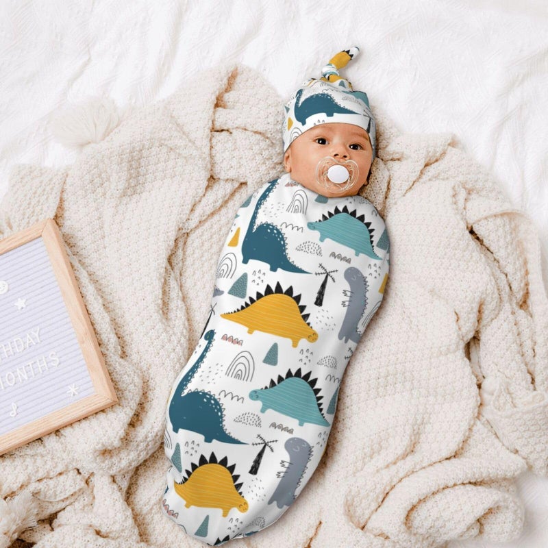 Jarverce Dinosaur Swaddle Blanket, Soft Swaddling Blanket Baby Clothes, Dinosaur Baby Stuff - Image 5