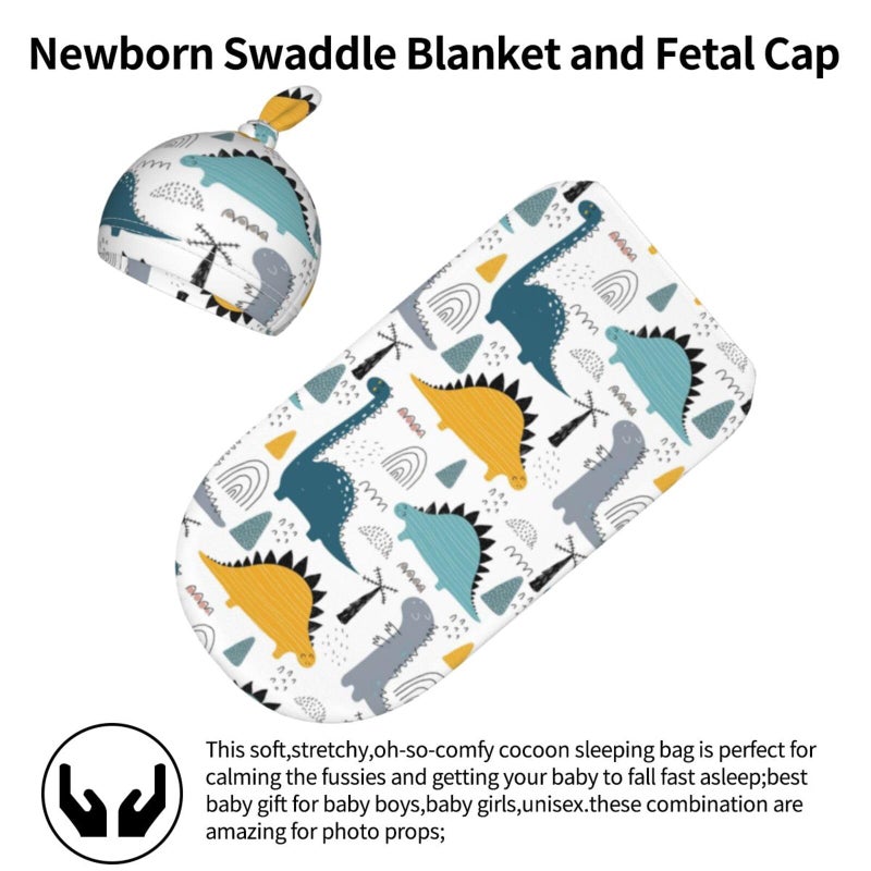 Jarverce Dinosaur Swaddle Blanket, Soft Swaddling Blanket Baby Clothes, Dinosaur Baby Stuff - Image 3