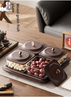nehem Wood grain fruit plate, dried fruit nut candy plate Candy Nuts Cookies Chips Party  - Image 2