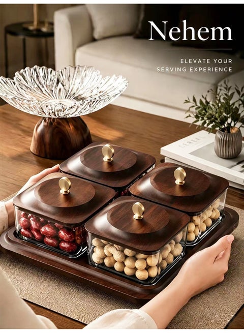 Wood grain fruit plate, nuts container dried fruit nut candy plate Candy Nuts Cookies Chips Party