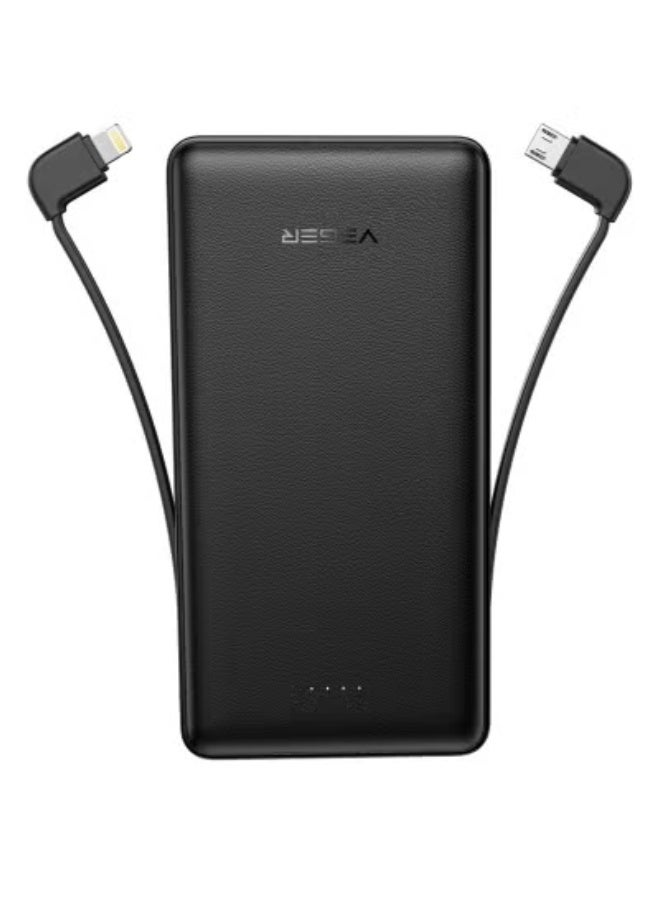 فيجير 10000mAh Slim Portable Power Bank with Built-in Cables, Flashlight & LED Display – Fast Charging, 3 Output & Dual Input Compact Battery Pack for Phones, Tablets & USB Devices – Travel Friendly - Image 1