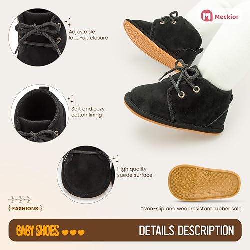 Meckior Baby Booties Newborn Infant Unisex Baby Girls Boys Velvet Rubber Anit-Slip Sole Shoes Toddler Fleece Cozy Winter Warm Prewalker Boots - Image 5