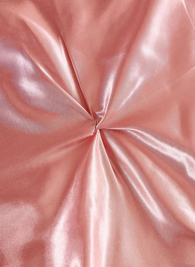 Bedbay Pink Satin Comforter Set Queen Pinch Pleat Bedding Set Silk Like Satin Ruffled Duvet Set 4 Pcs with Ruffle Satin Body Pillow Cover Aesthetic Room Decor Luxury Bedding for All Season - Image 4