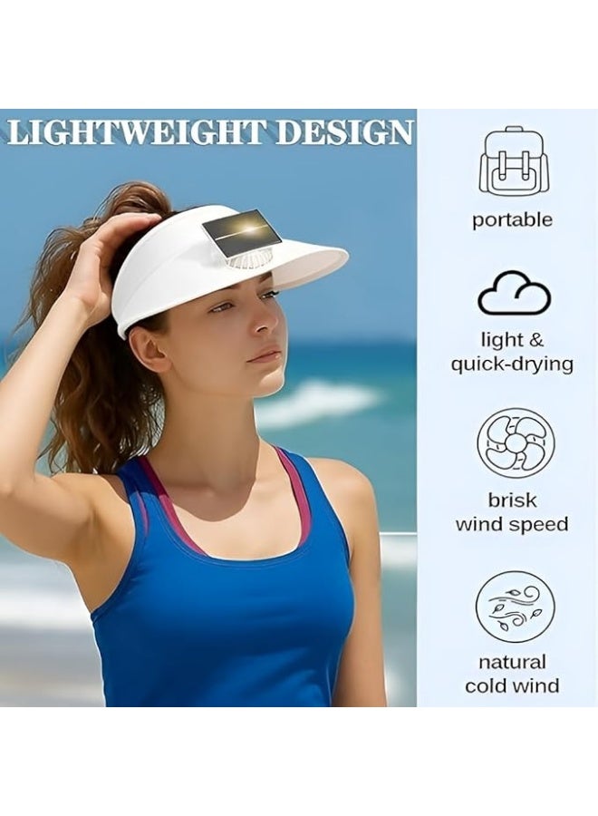 Plan A Solar Fan Smart Ventilation Sun Hat Rechargeable 3 Speeds Wide Brim Sun Protection Hat for Women Travel Running Outdoor Activities - Image 2